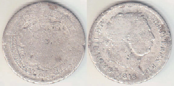 1816 Great Britain silver Shilling A003683
